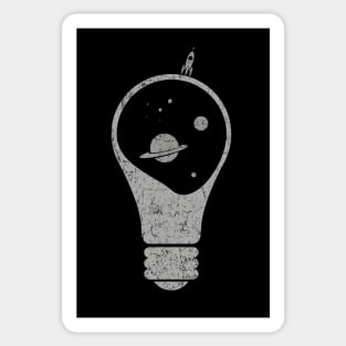 Light Bulb - Space, Stars, Planets, Saturn and little space rocket Sticker